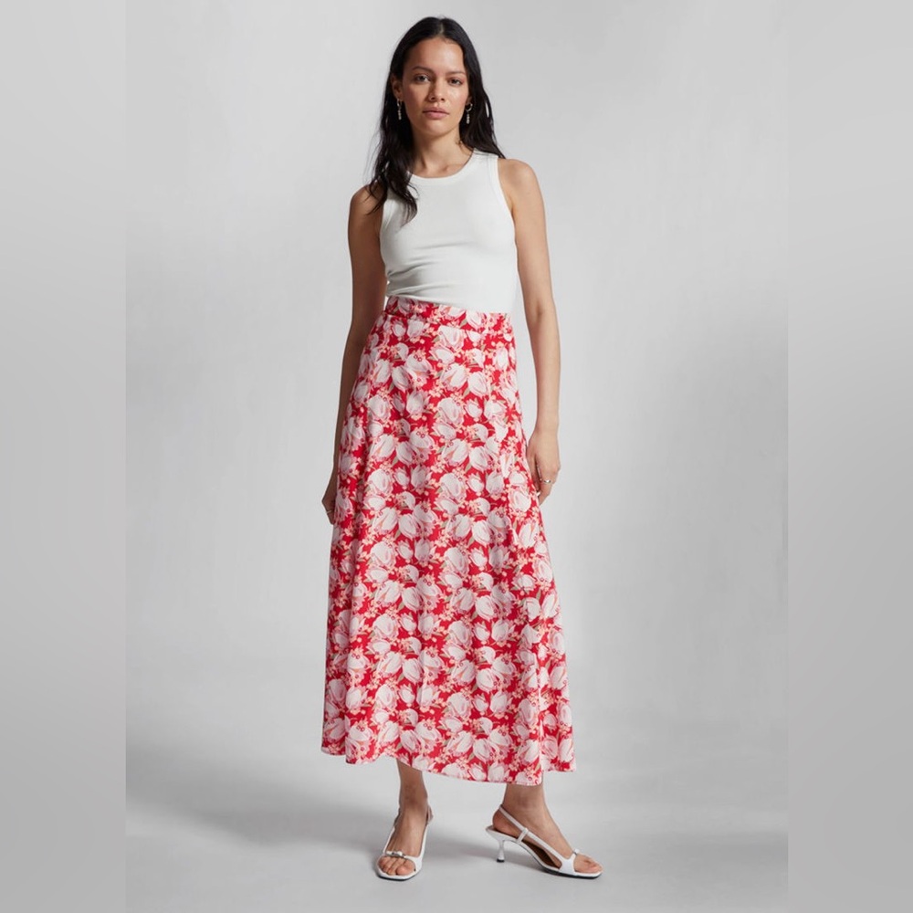& Other Stories High Waist Floral Flared Maxi Skirt